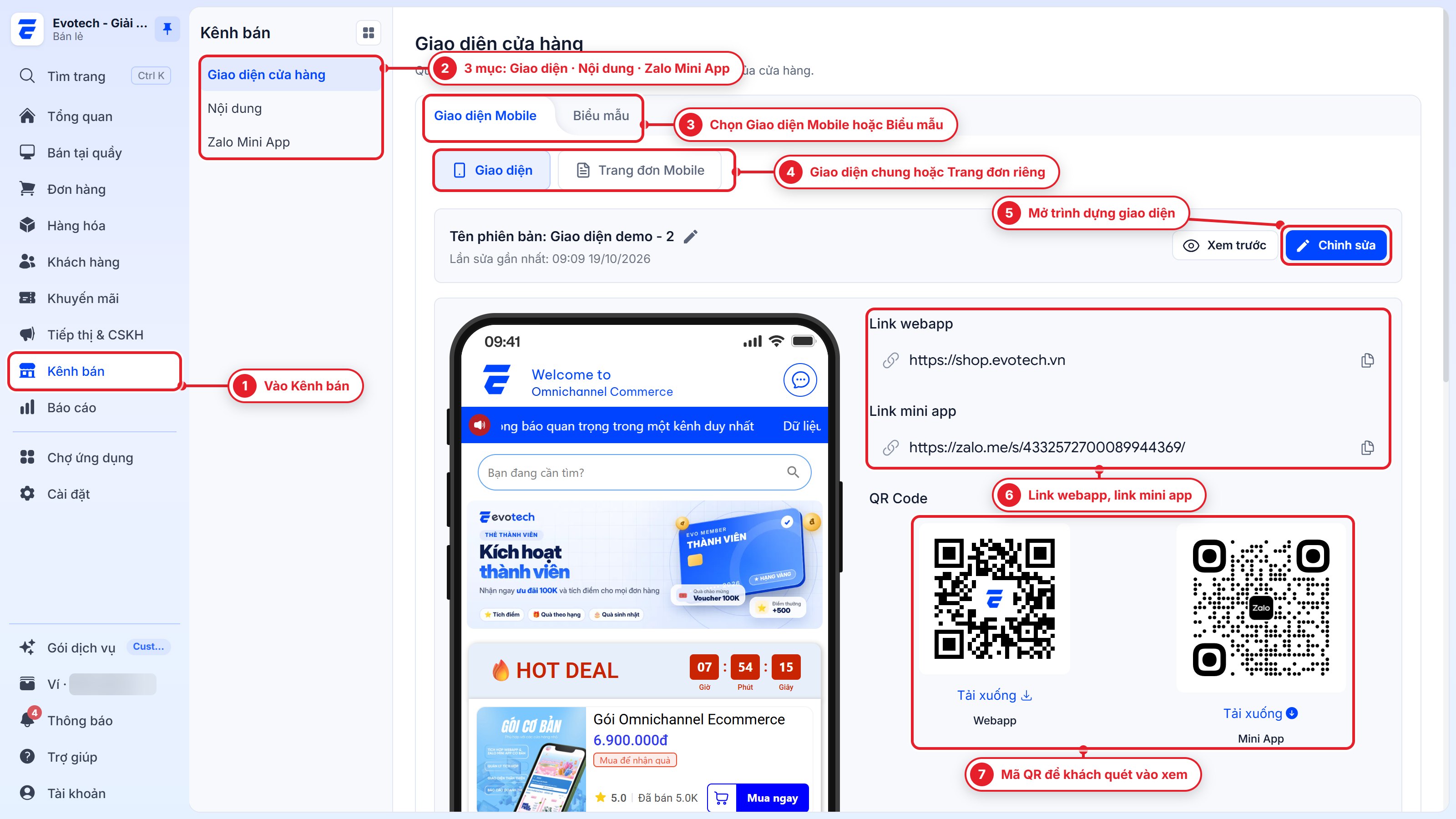 Giao diện cửa hàng