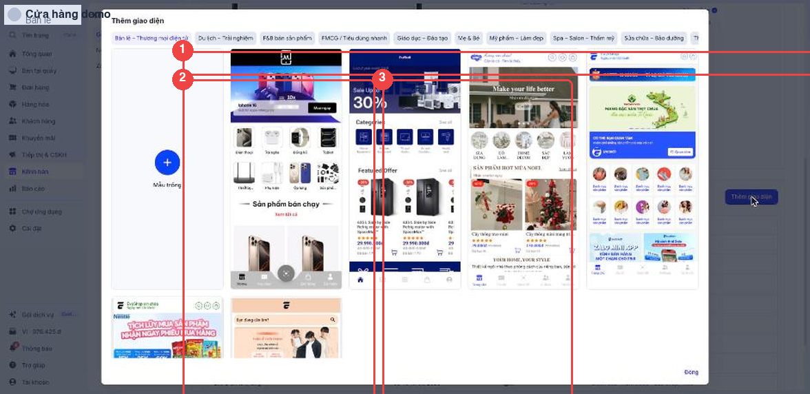 Chọn mẫu giao diện