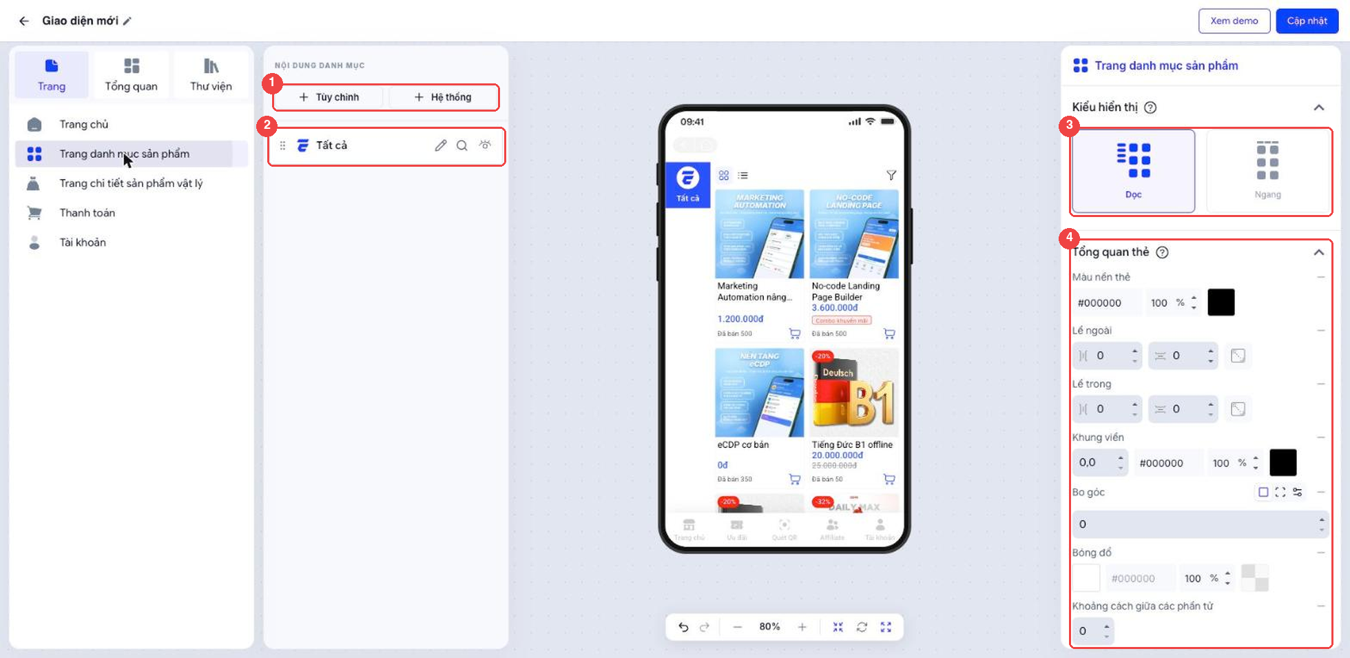 Trang danh mục sản phẩm